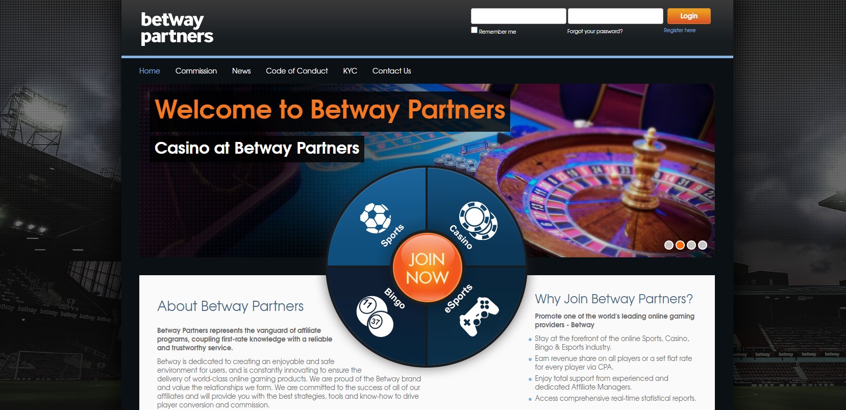 Betway Partners Landing Page